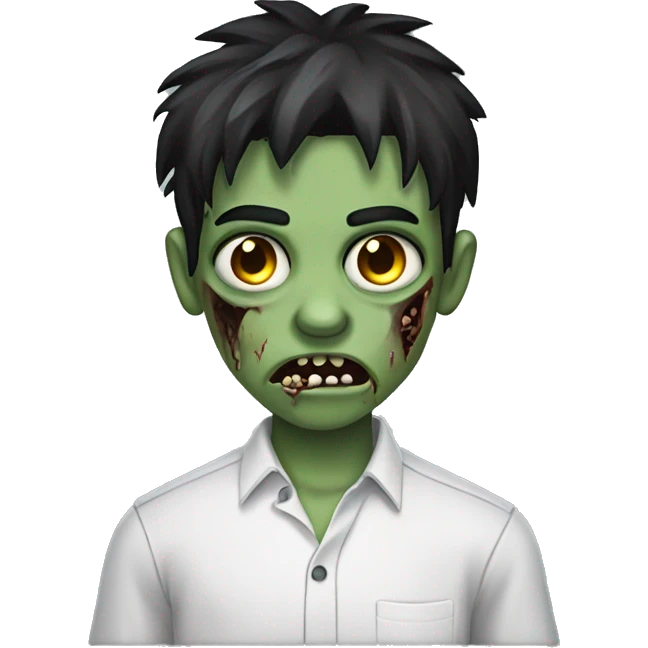 teen boy zombie with dark hair and white shirt emoji
