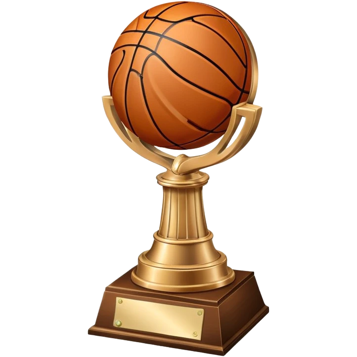 gleaming bronze basketball trophy, polished bronze basketball with classic seams emoji