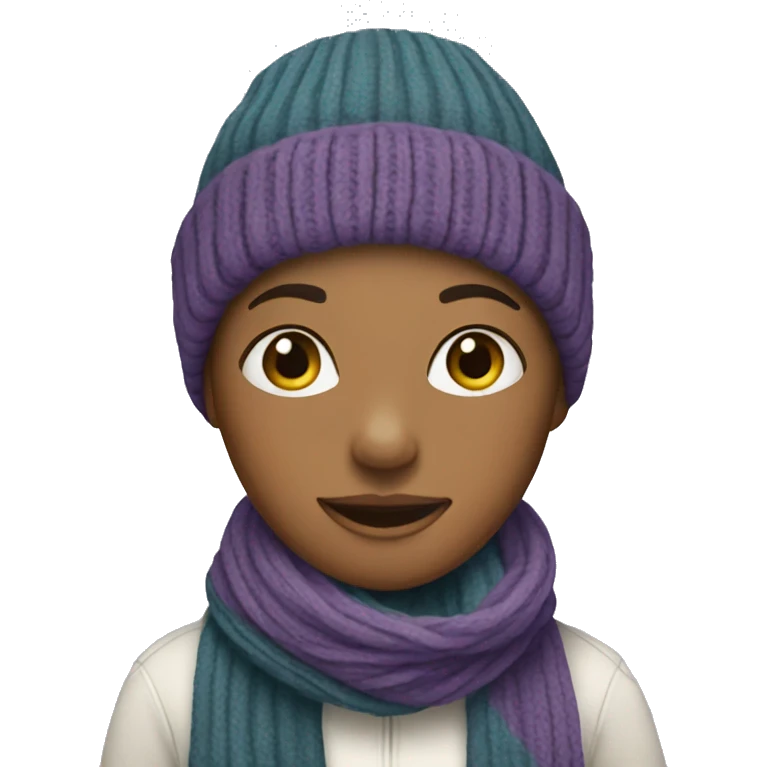 Woman wearing a beanie and scarf emoji