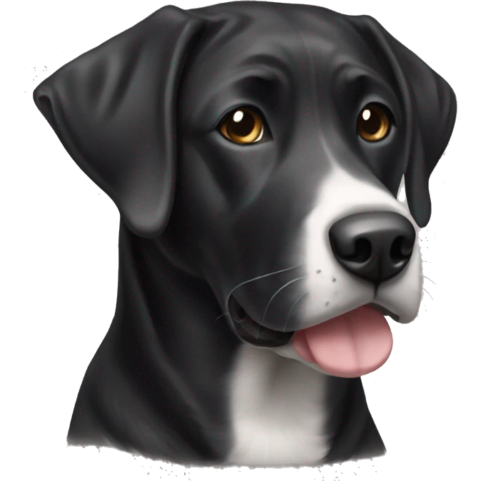 black lab with grey and white chest dog  emoji