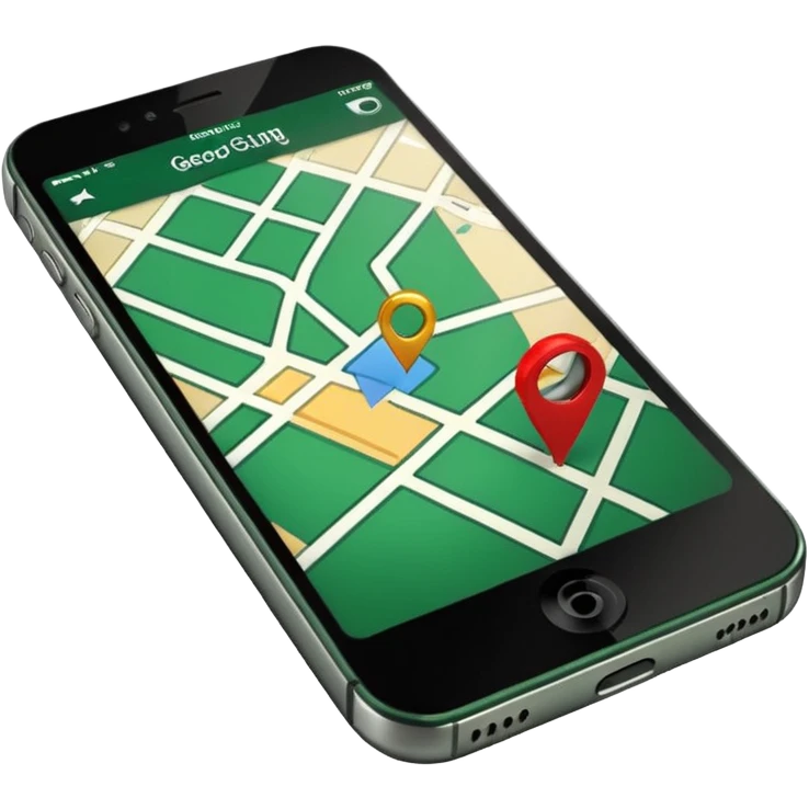 dark green geotag pointing to map on dark green iphone display emoji