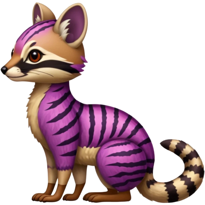Purple red striped spotted dotted flecked exotic patterned tribal Numbat-Civet-Genet-Caracal-Cheetah-fusion (full body) emoji