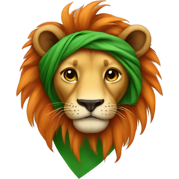 Lion with green and orange bandana emoji