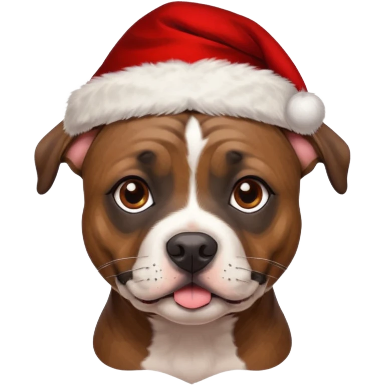 Gorgeous brindle staffie with Christmas hat on emoji