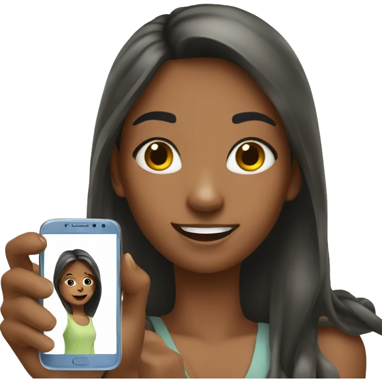 a girl with a phone making selfie emoji