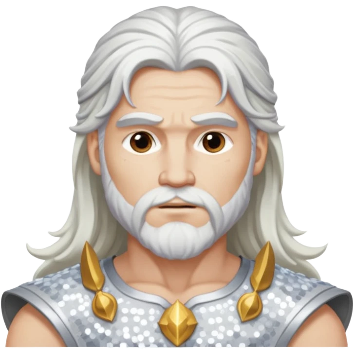 Jupiter, God of Thunder from Gods and Goddesses with long white hair, white sequin outfit emoji