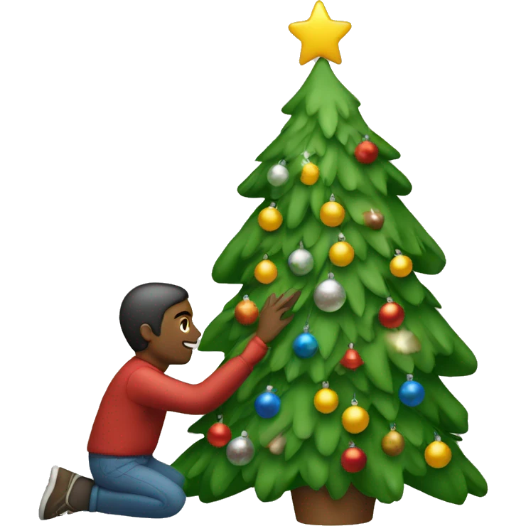 man decorating christmas tree emoji