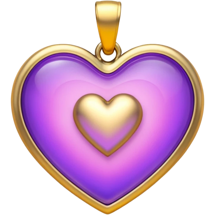 A very beautiful and aesthetic pink and gold heart pendant with a little I love you engraved on it. The style would be iOS. It has a purple glow around it. And it would look otherworldly and etherial. emoji