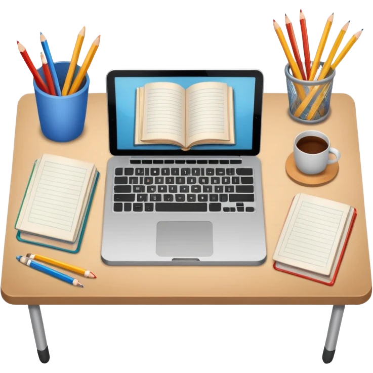 student desk top view emoji