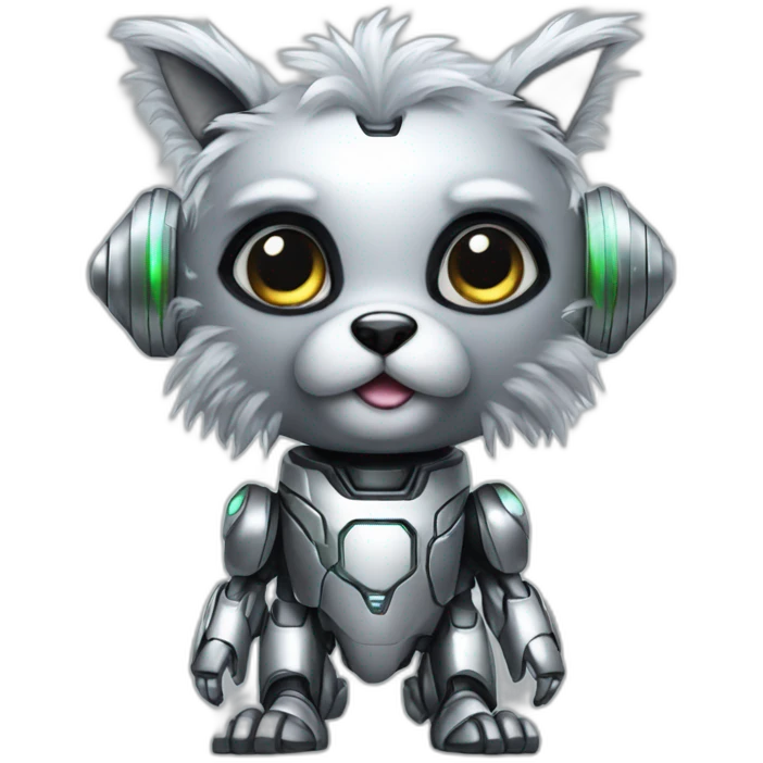 Cyber futuristic silver furry robot  emoji