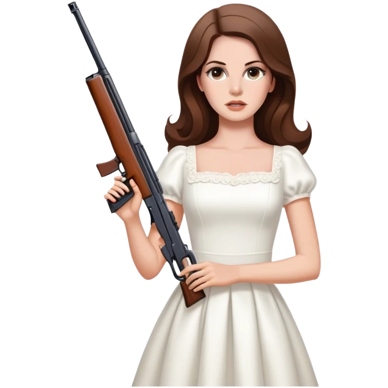 Lana Del Rey mirror picture white dress holding a shotgun emoji