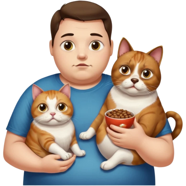 Obese person eating beans and dogs with massive eyes and a pet on their shoulder emoji