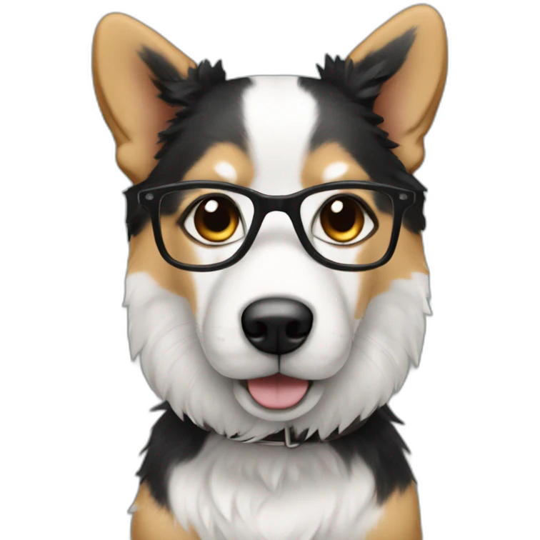 man white black hair with glasses and beard on a dog corgy emoji