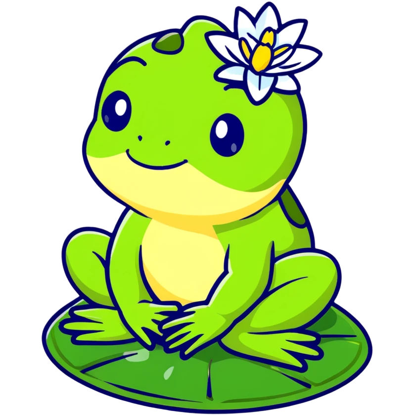 cartoon frog sitting on lily pad emoji