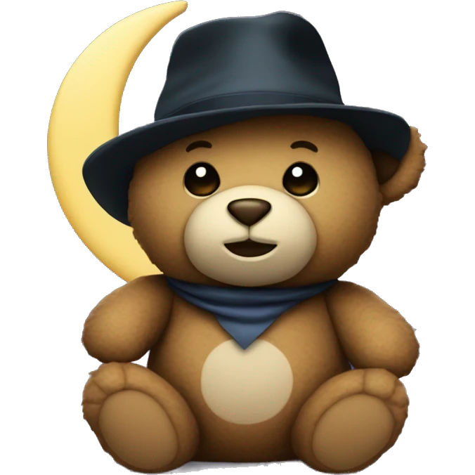 teddy bear with crescent moon and nighttime hat emoji