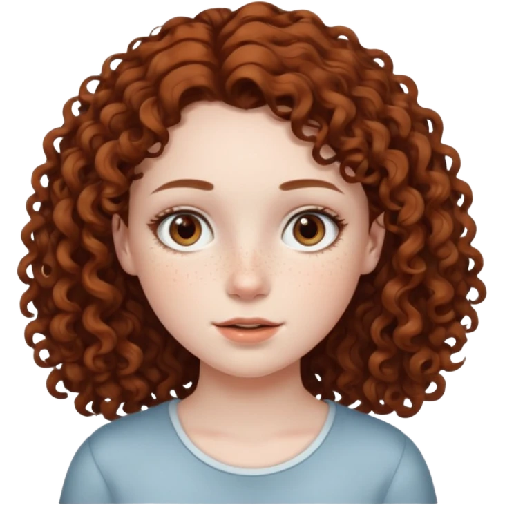 pale girl with medium brown curly hair, white skin and brown eyes   emoji