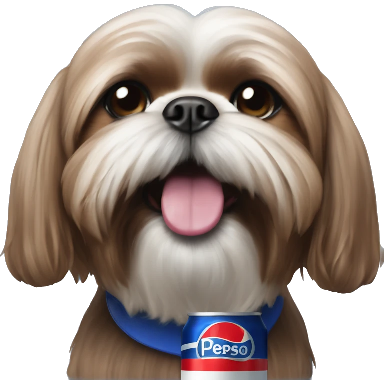 Brown Shihtzu with pepsi emoji
