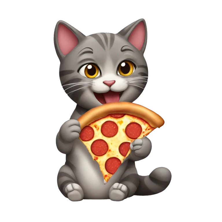 Cat eating pizza emoji