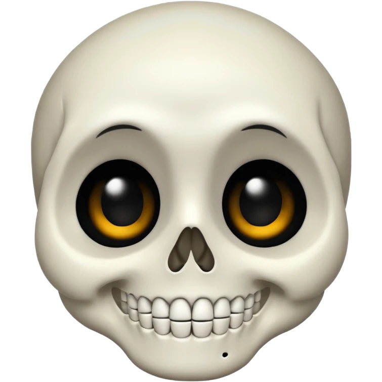 A skeleton face with a big white smile and big black eyes with tiny pupils emoji