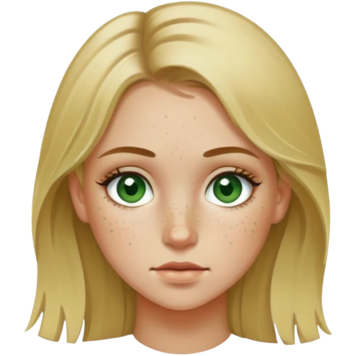 dirty blonde girl with dark green eyes and freckles emoji