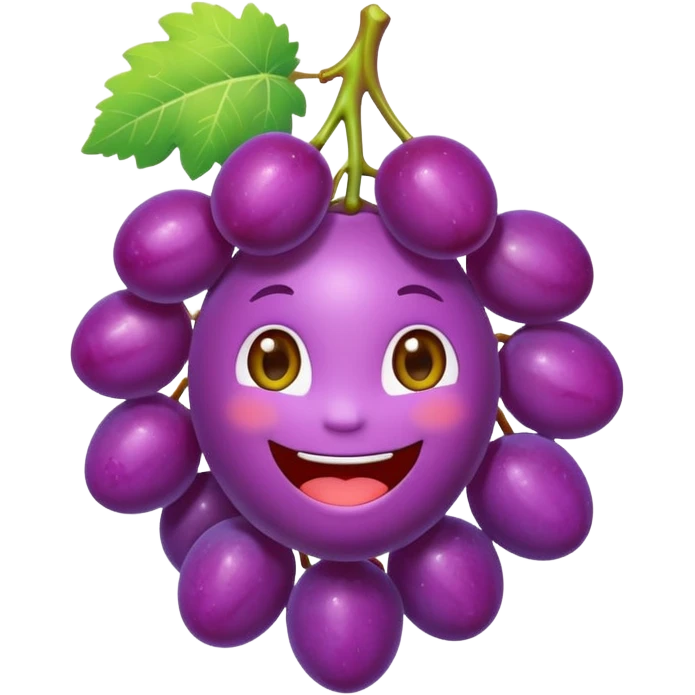 Chibi sticker style grape with a smiling face cute and exaggerated  emoji