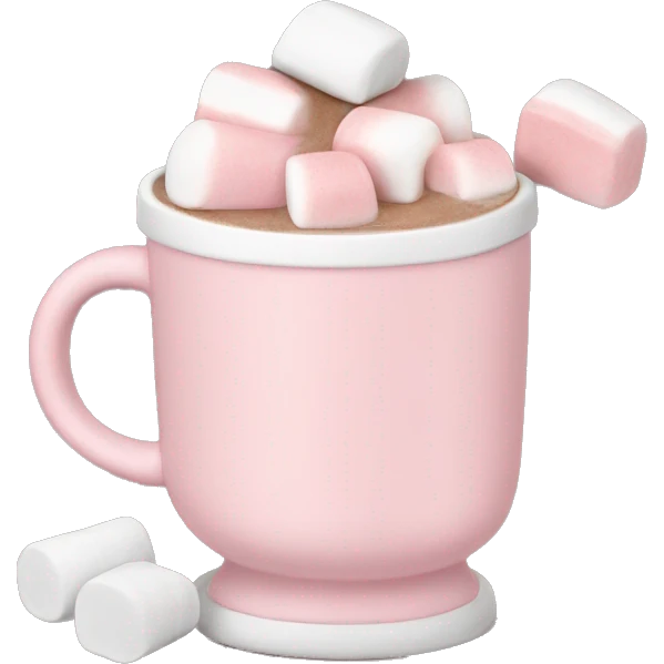 Light Pink mug of hot chocolate with marshmallows  emoji