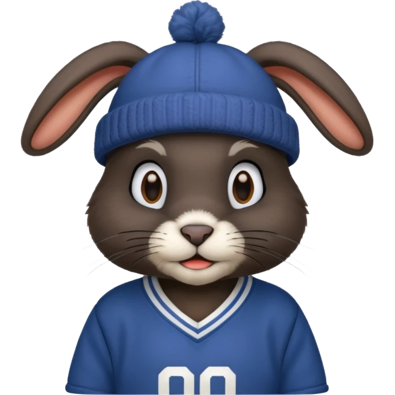 black rabbit with jersey and hat emoji