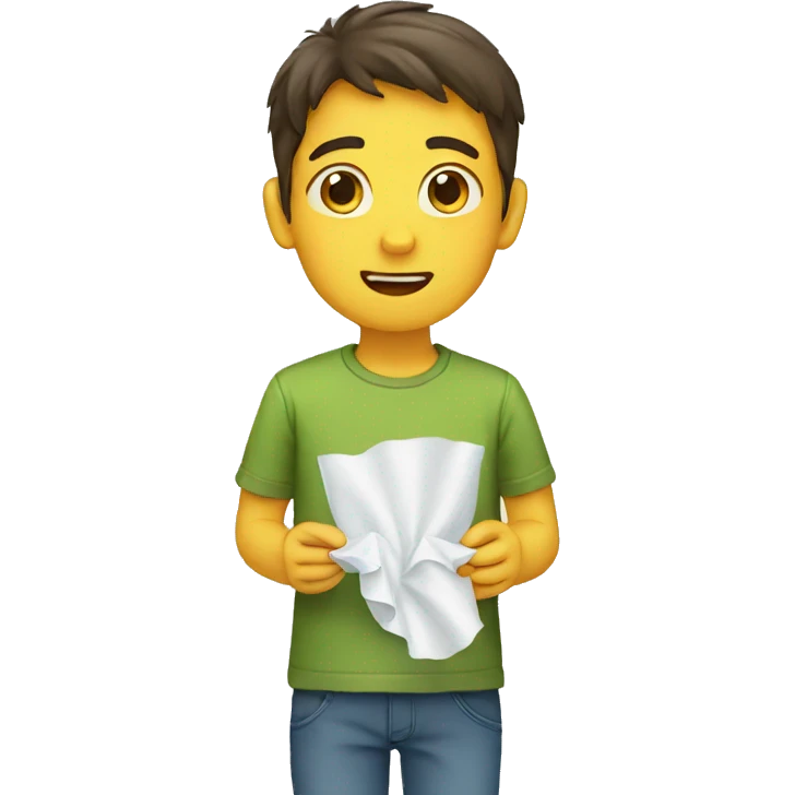 Boy giving tissue emoji