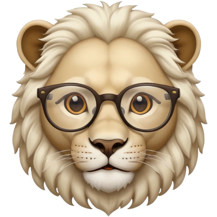 White Lion with glasses on emoji