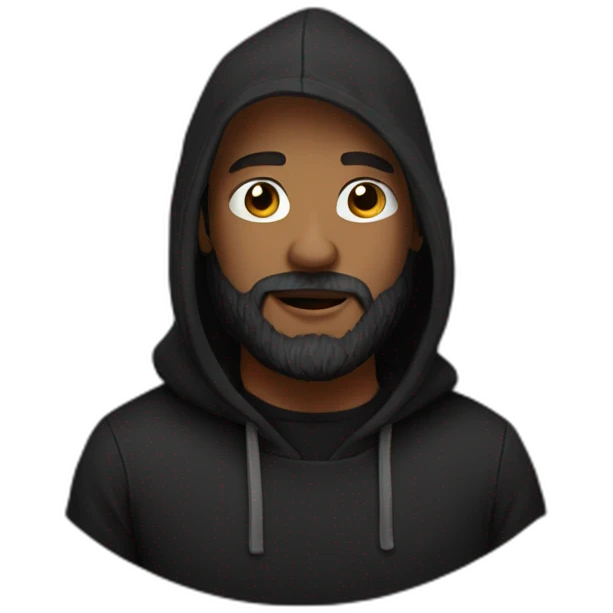 bearded man with black hoodie emoji