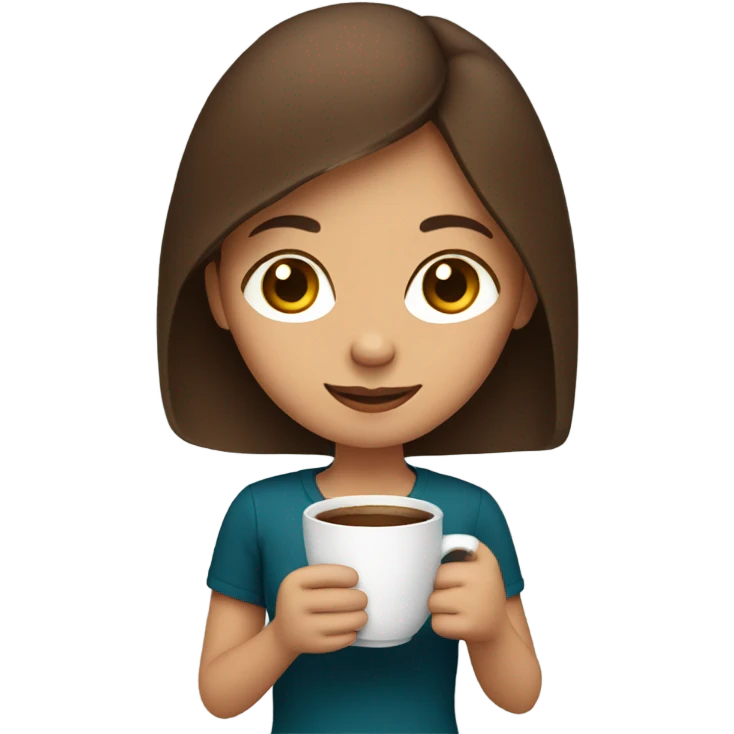 Brown hair girl with coffee emoji