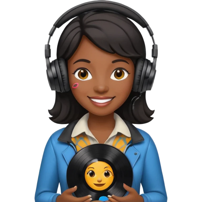 Vinyl Record Collector black woman emoji