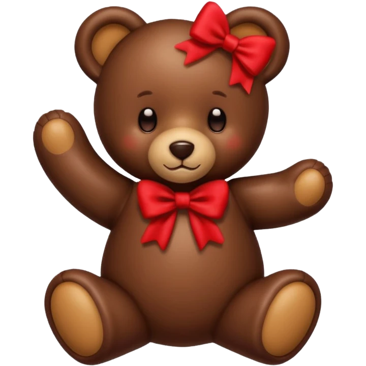 Teddy bear made of chocolate with a bow emoji