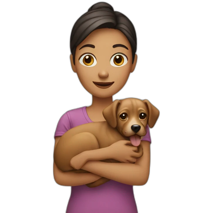 woman holding a dog emoji