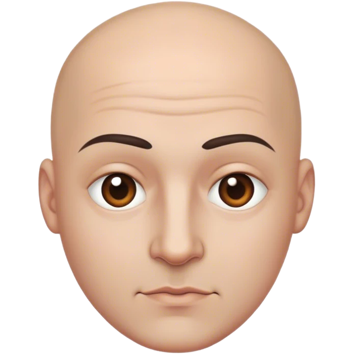 bald man with dark brown eyes and a beauty mark over the left eye emoji