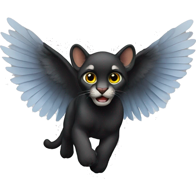 winged black puma flying emoji
