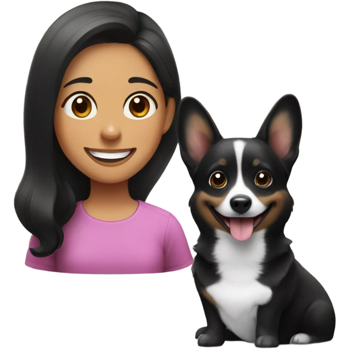Black Corgi next to spanish smiling girl emoji