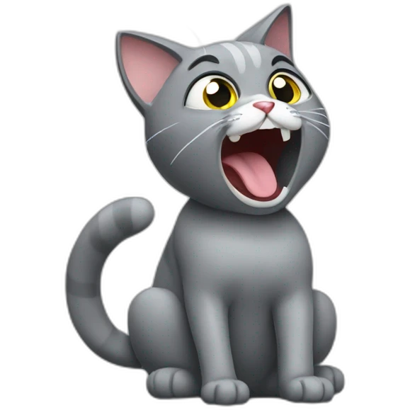 A grey cat throwing up emoji