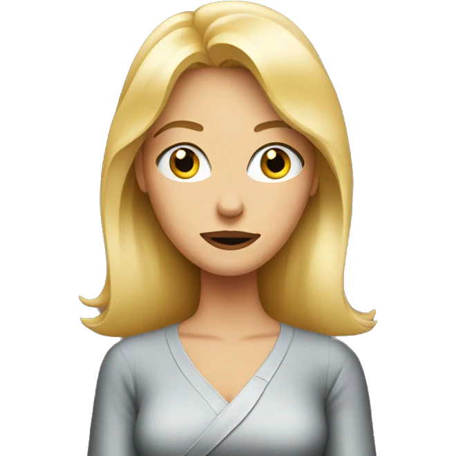 Blond woman undecided about dinner emoji