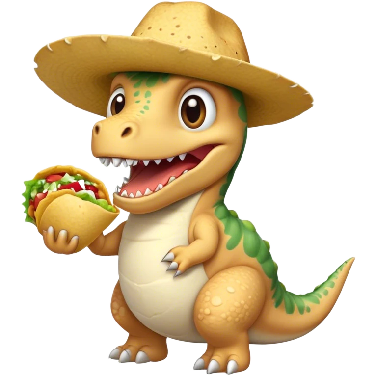  DINOSUR WITH A HAT eating big burrito  emoji