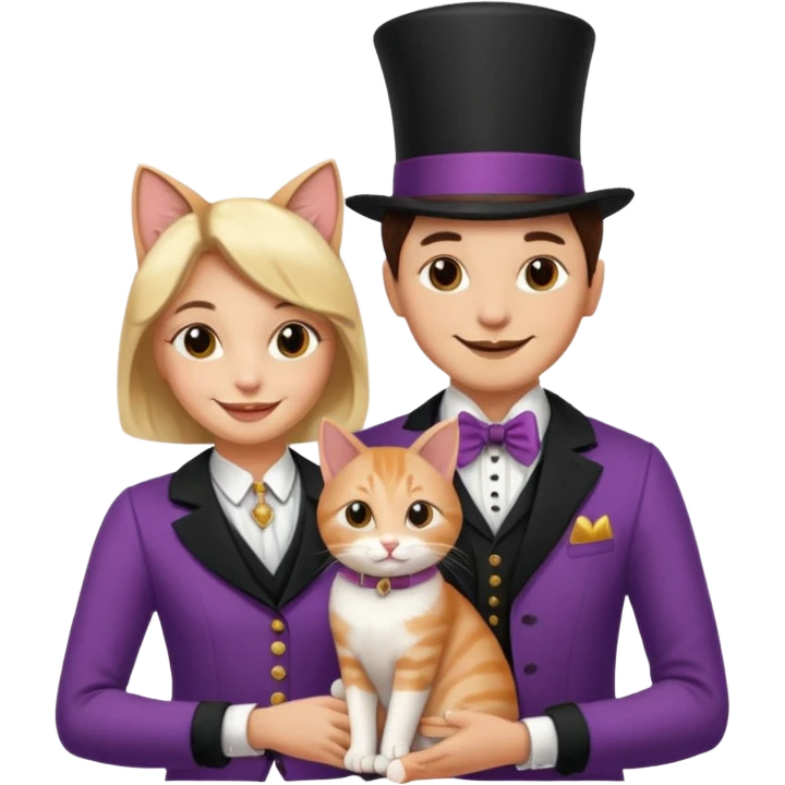 magician couple and th@ClashOfClansShopNo1eir pet cat emoji