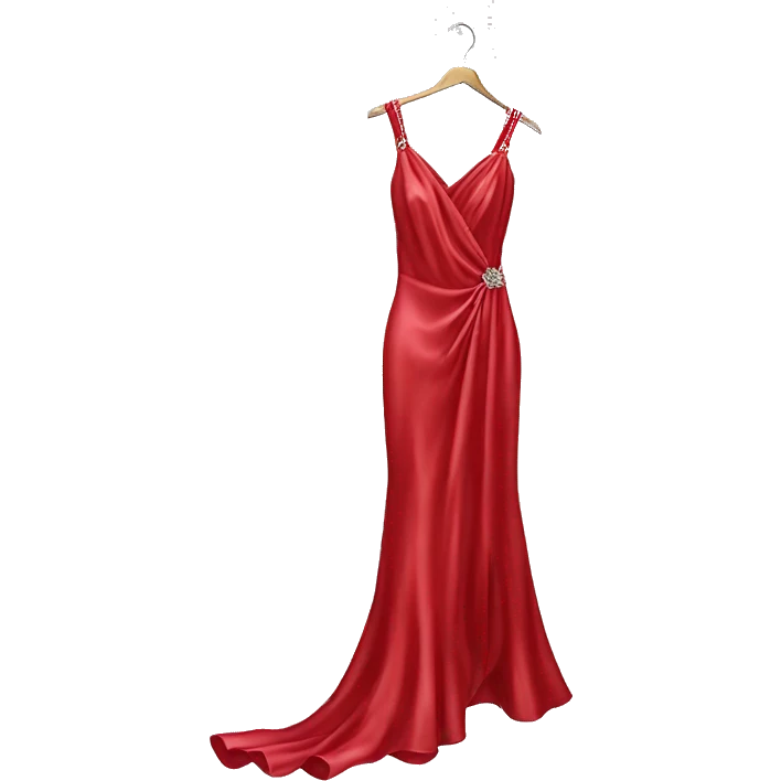 Luxury sparkling silk dress in cherry-Red-colour on hanger emoji