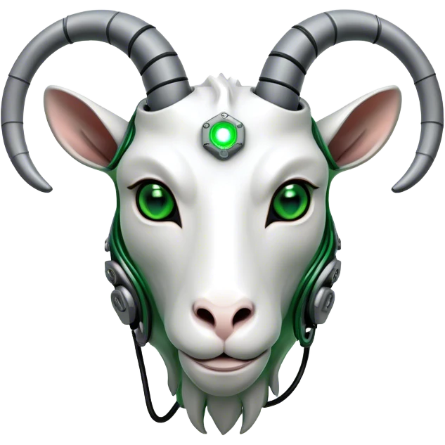 Cyborg Goat head green glowing eyes emoji