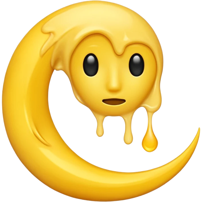 Melting waning crescent moon without any face and should in yellow colour remove the circle thing in bw emoji
