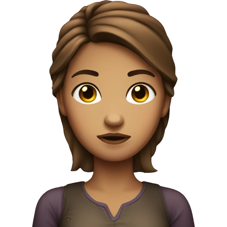 Brown hair girl with arms crossed and pouting emoji