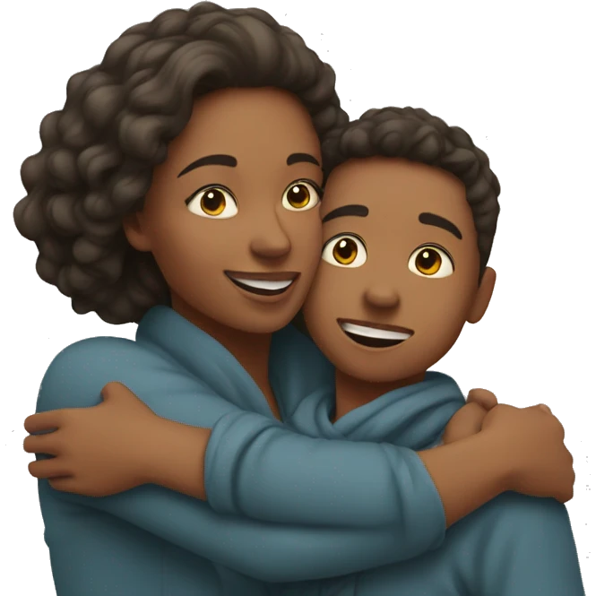Mom and son sharing a warm hug emoji