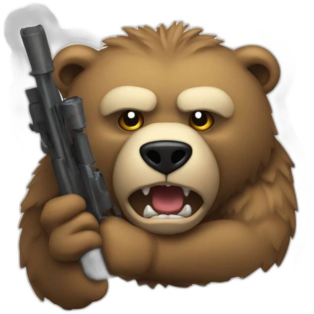An angry bear holding a sniper emoji