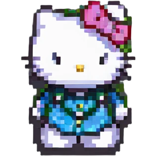 Hello Kitty in the style of pixel art emoji