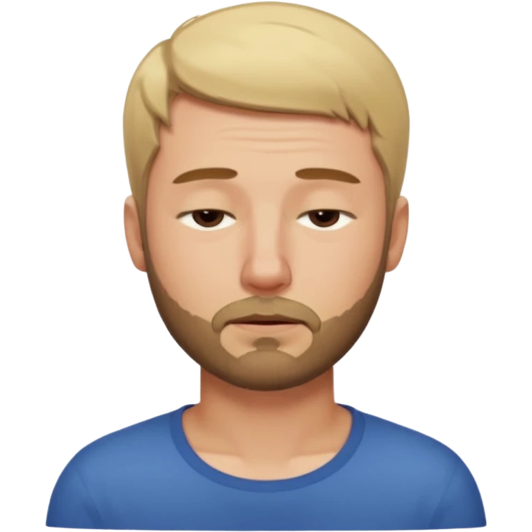 A man with short blond hair hair and a short brown  beard making a weary face with eyes closed emoji