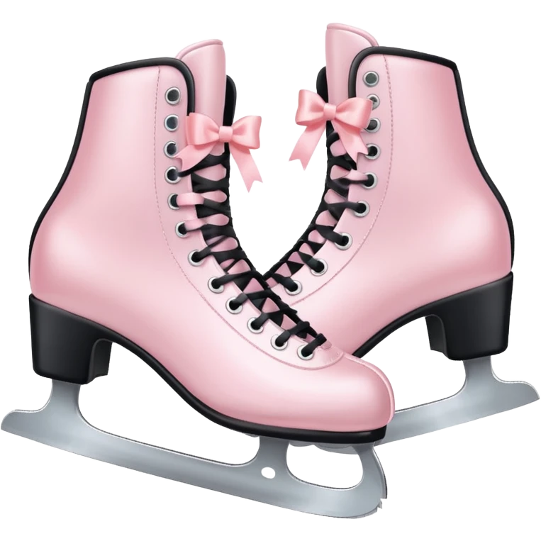 two pastel pink ice skates with bows emoji